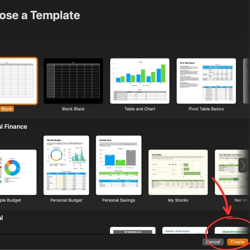 Choosing the blank template