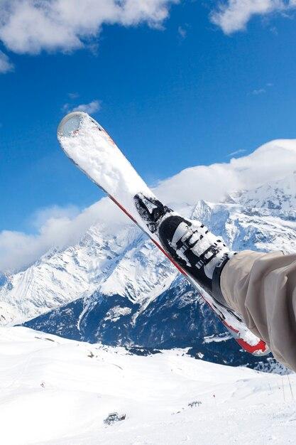 Free photo man riding on skis fall down