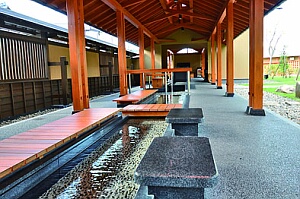 飯坂温泉の足湯の写真