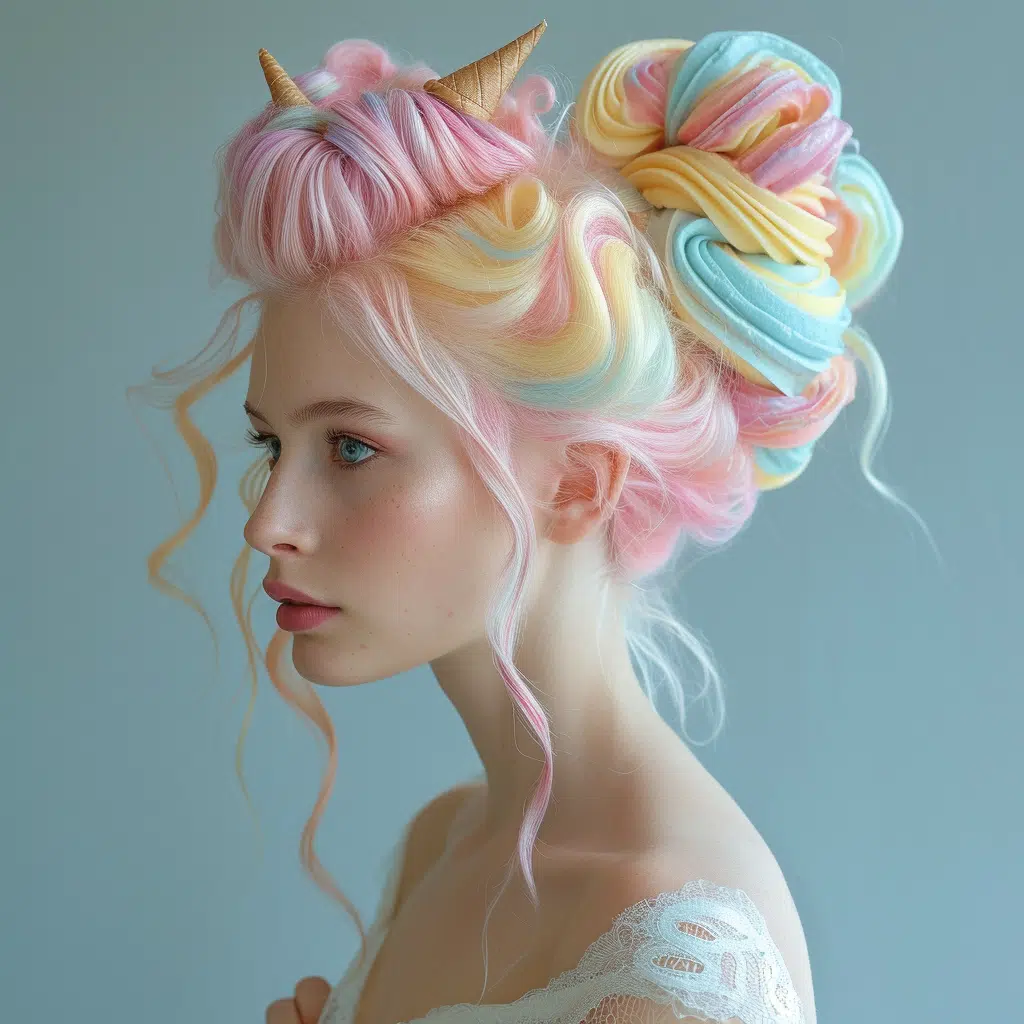 Picture of a lady rocking the ice cream hair color