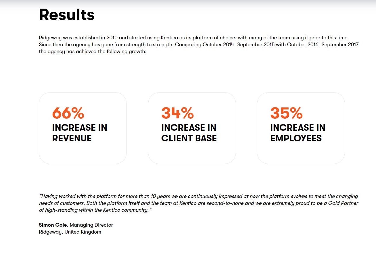 Case study from Kentico's website 