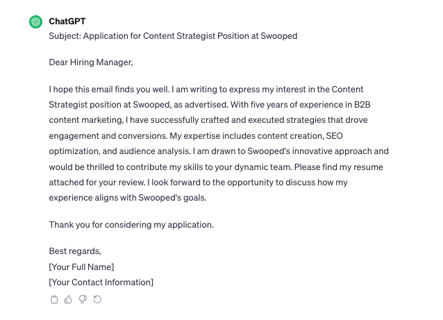 I Asked ChatGPT to Write 3 Different Marketing Job Application Emails — Here's What I Got 4