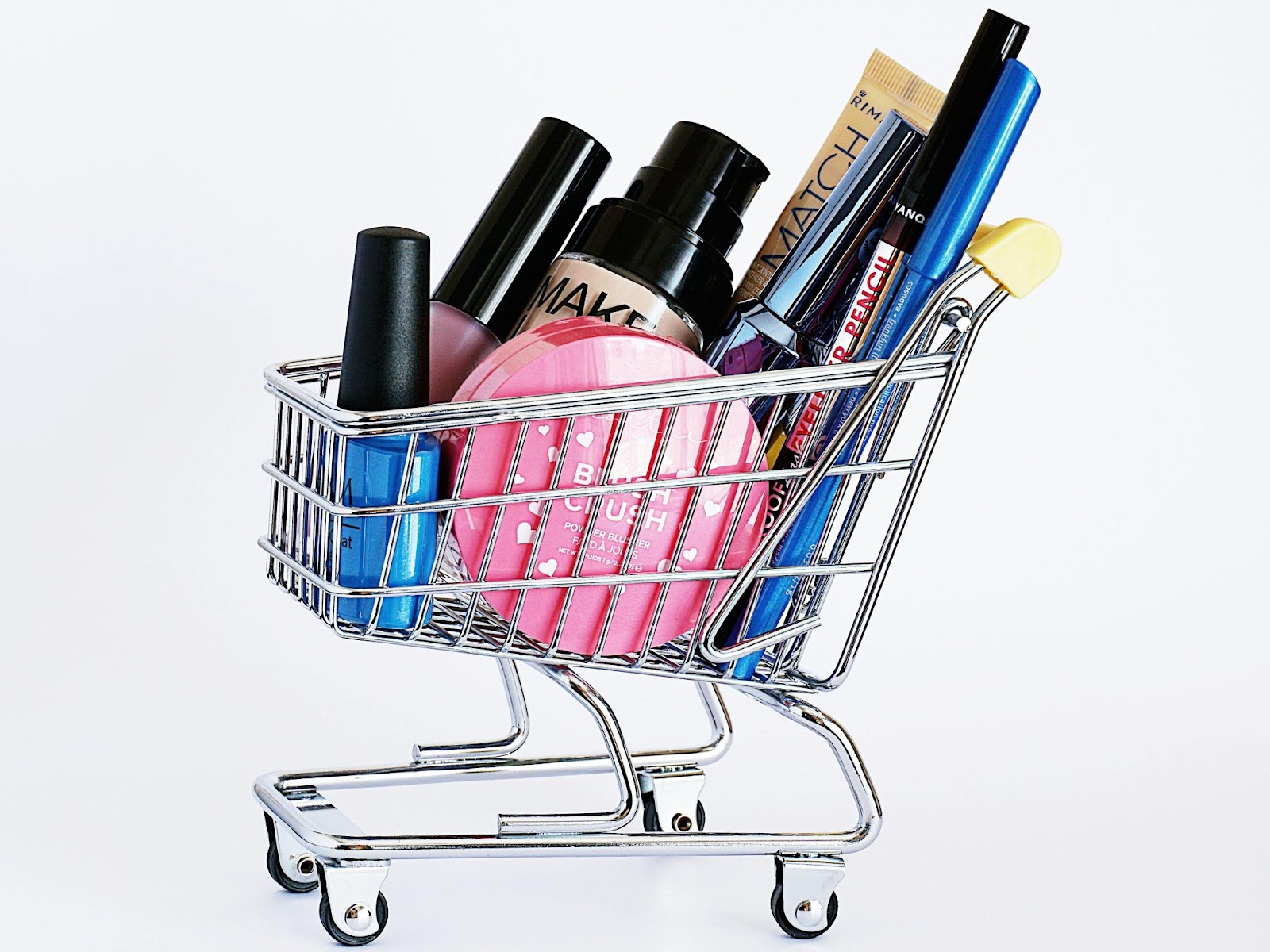 shopping cart with makeup
