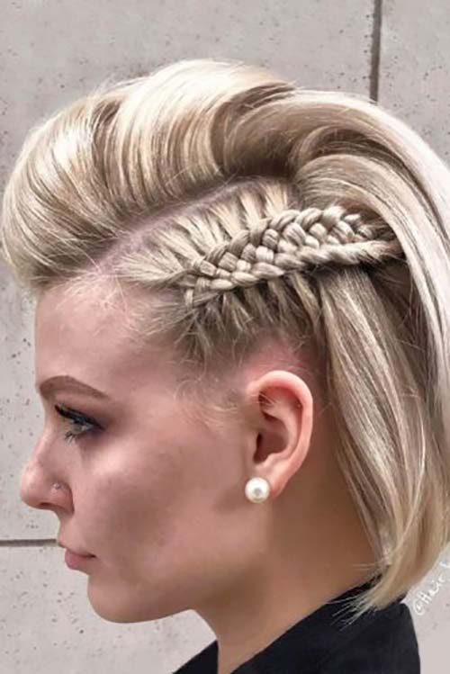 One-sided four weave dutch braid for short hair