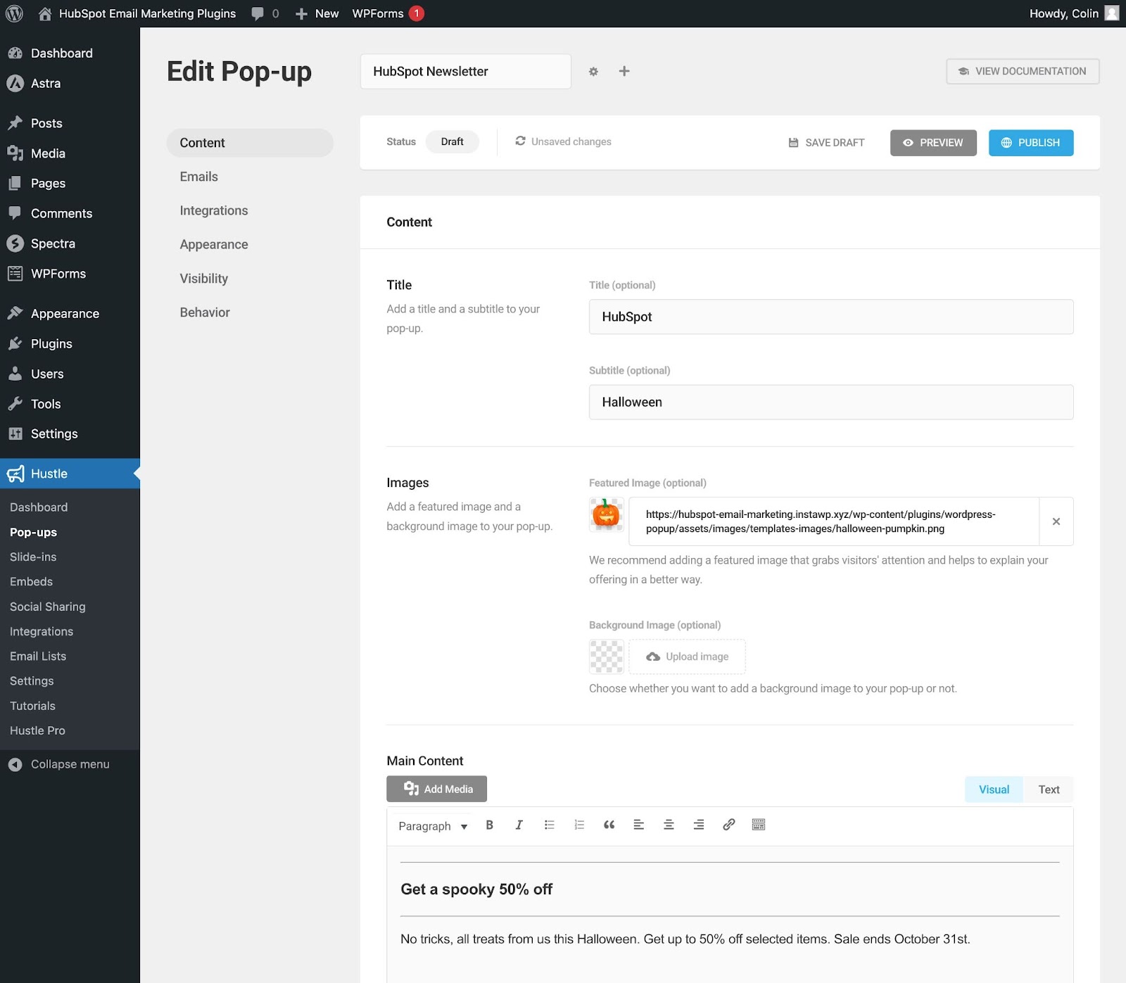 WordPress email marketing plugins, the Hustle template editor doesn't give you drag-and-drop control