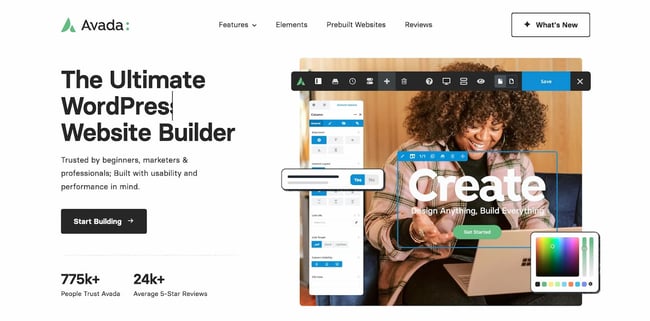 best WordPress page builders; Avada