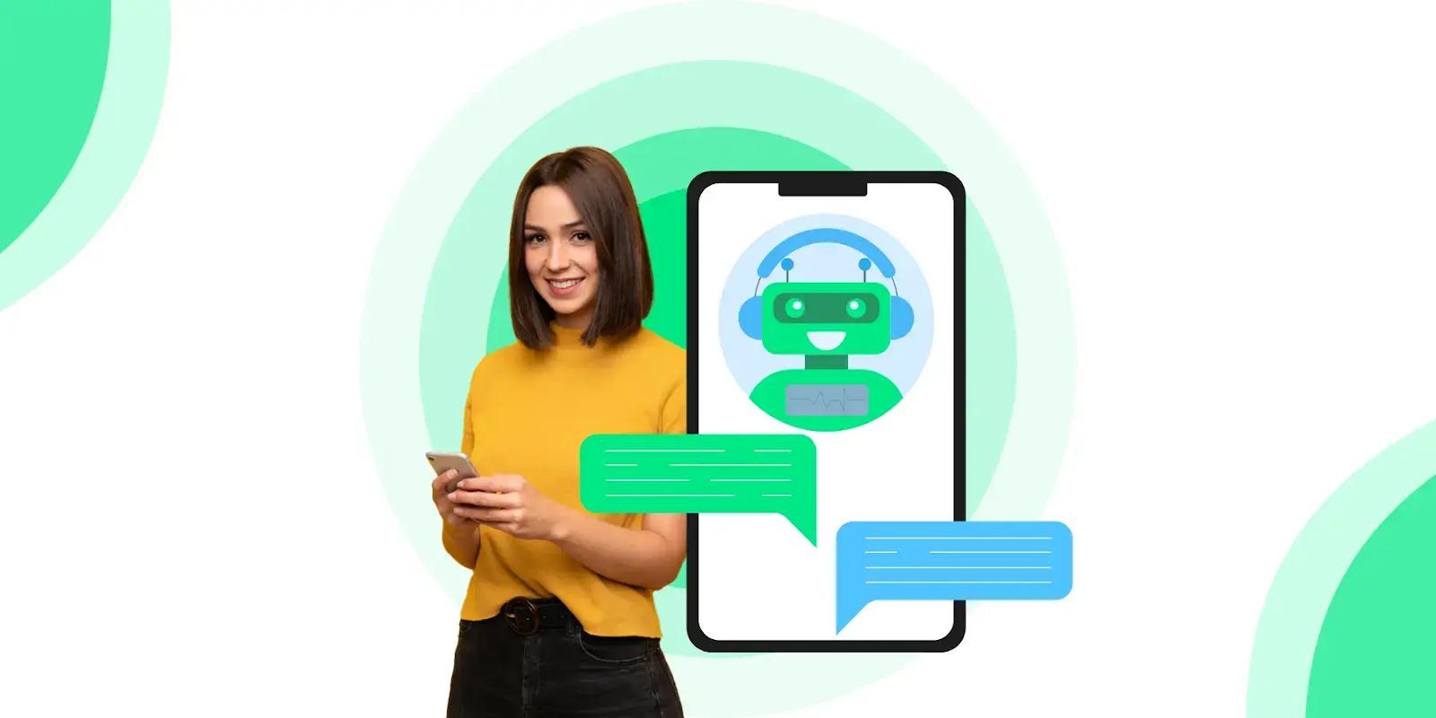 a human interacting with a chatbot over text