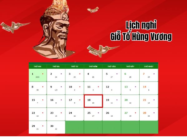 Lịch nghỉ Giỗ Tổ Hùng Vương 2024  