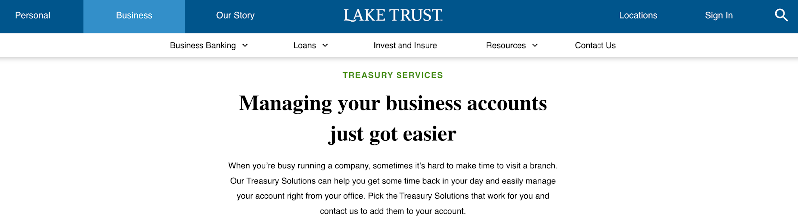 LTCU business treasury services