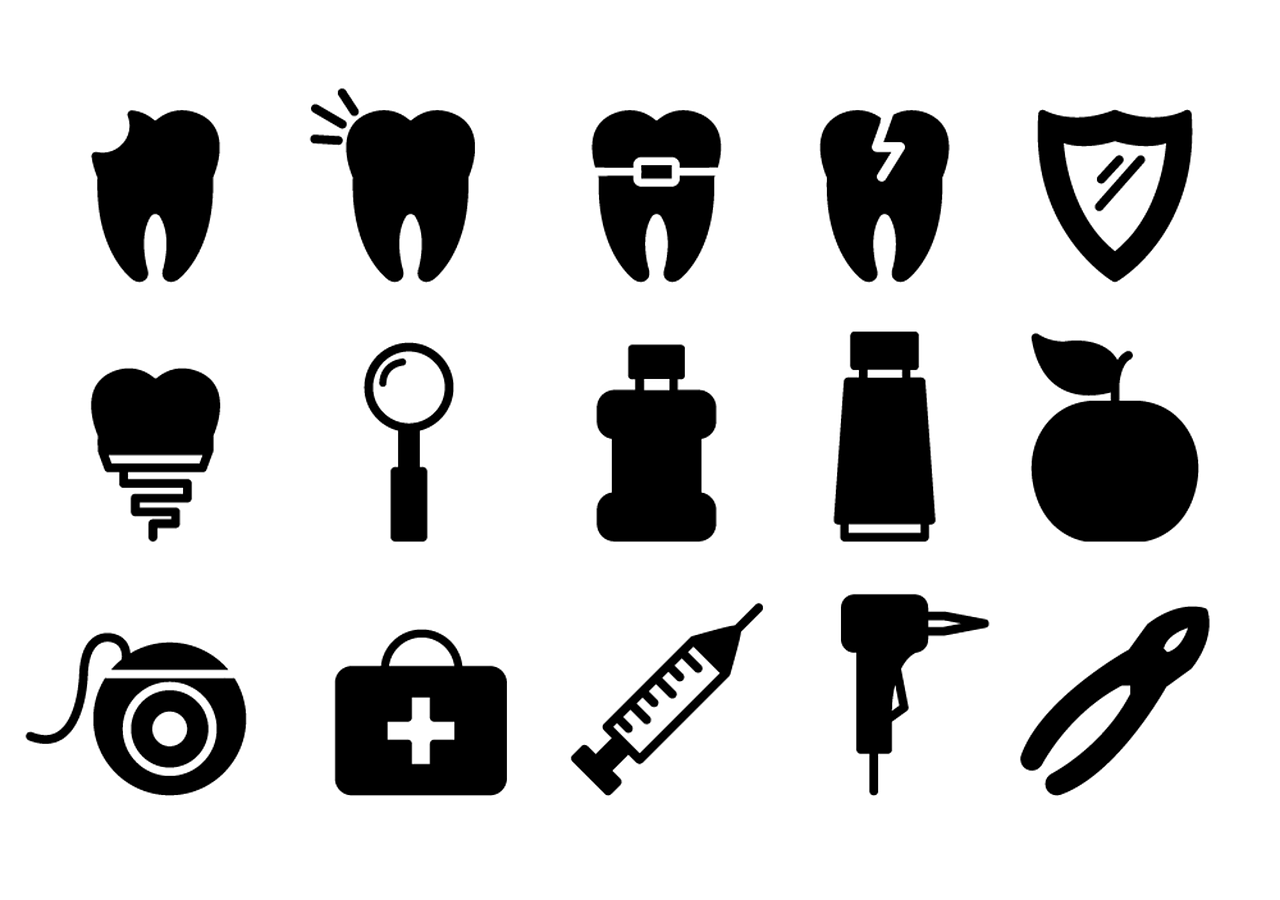 Free dental icons dentist tooth illustration