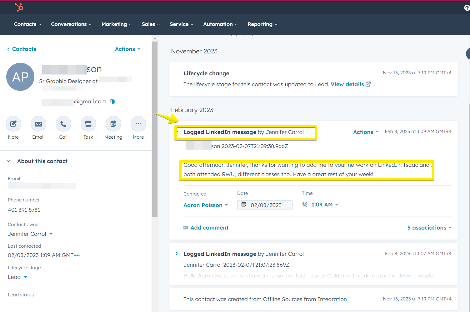 Linked Helper exports messaging history from LinkedIn to HubSpot directly