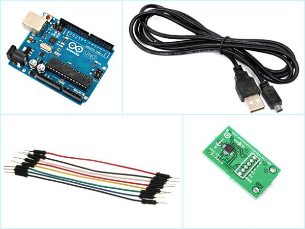 Các thành phần để giao tiếp ADXL335 với arduino