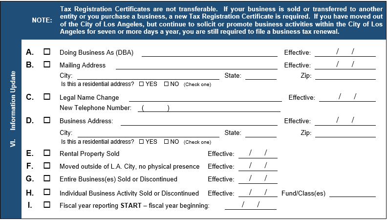 Picture of 2024 Business Tax Renewal Form Section 6