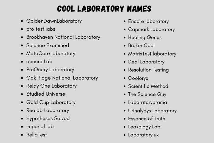 Cool Laboratory Names