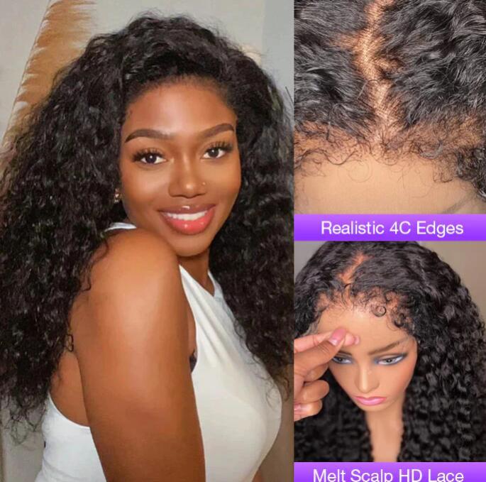 Edges Hairline Water Wave 13x4 HD Lace Front Wig