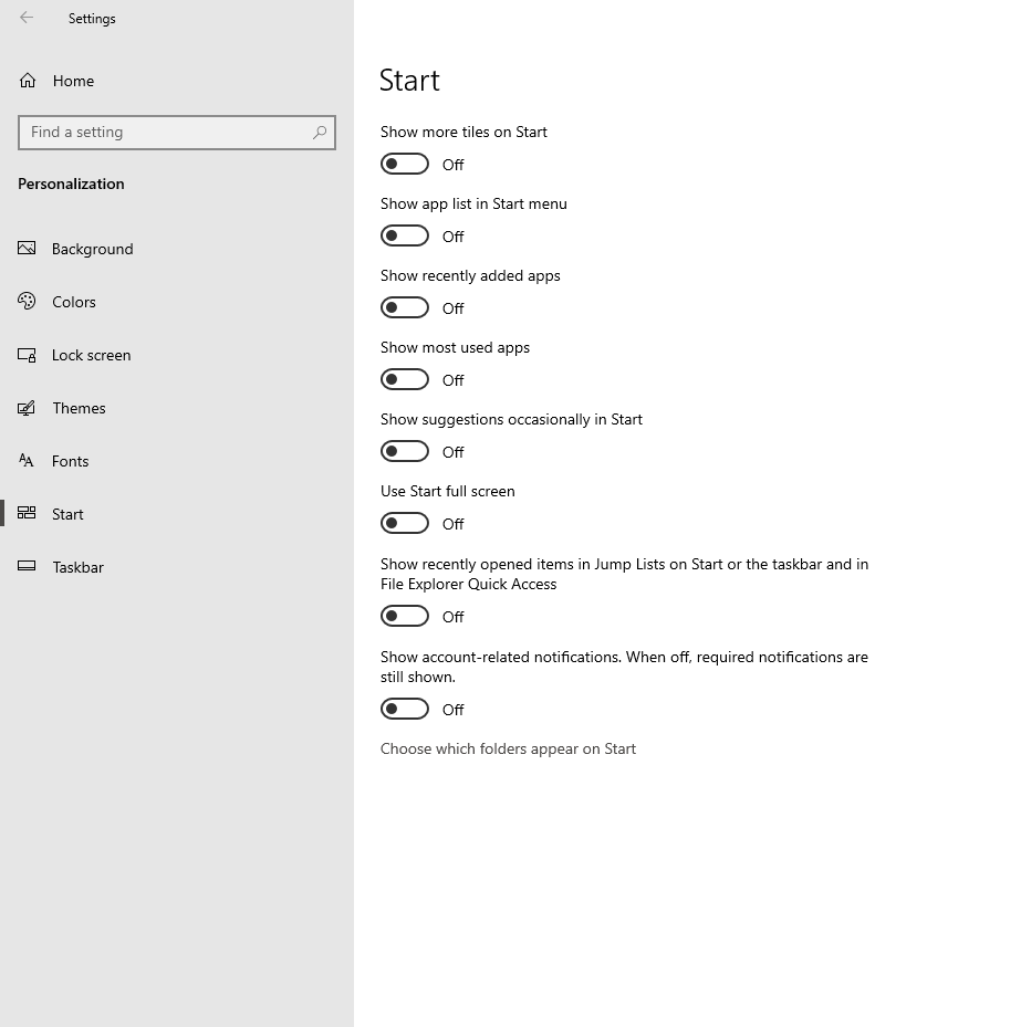 Windows 11 Start Menu Options