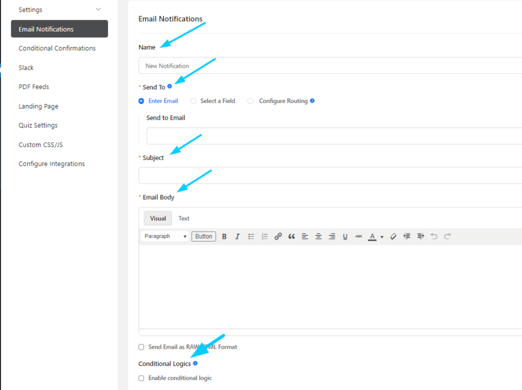 Setting up email notification on complaint forms using fluent forms