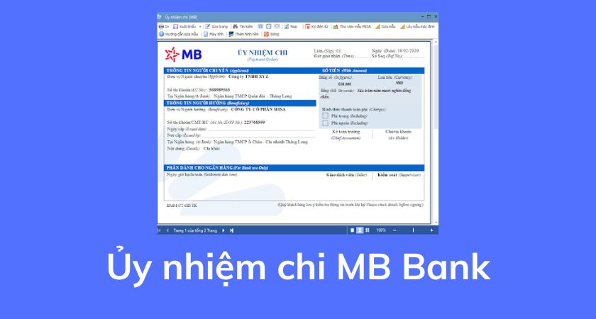 Ủy nhiệm chi MB Bank