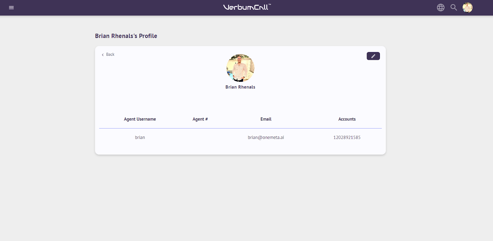 VerbumCall Agent Profile Section