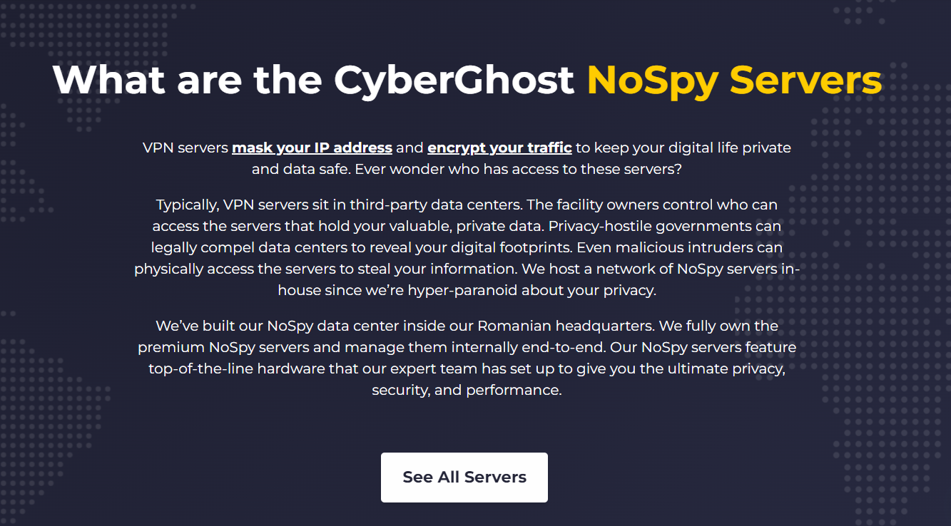 CyberGhost’s NoSpy servers