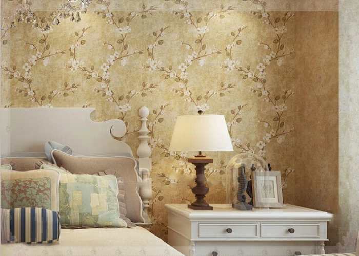 Giấy dán tường cho phòng ngủ vintage với tông màu nhẹ nhàng, trầm ấm