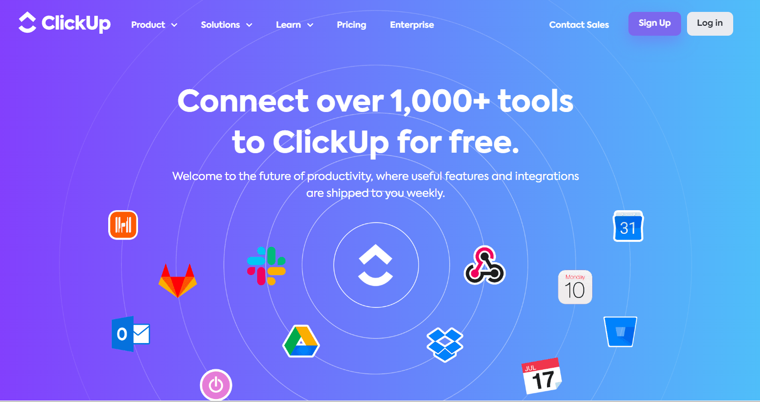 Connect over 1,000+ tools to ClickUp for free