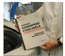 Text Box: Centrifuge operation and maintenance manual. Source: Berkeley Lab EHS. 