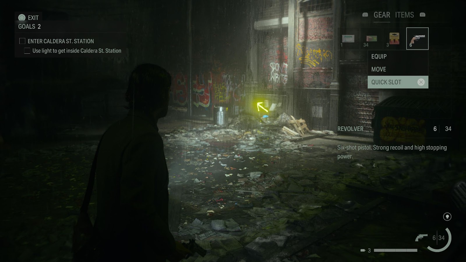 An in game screenshot of the quickslot feature from Alan Wake 2. 