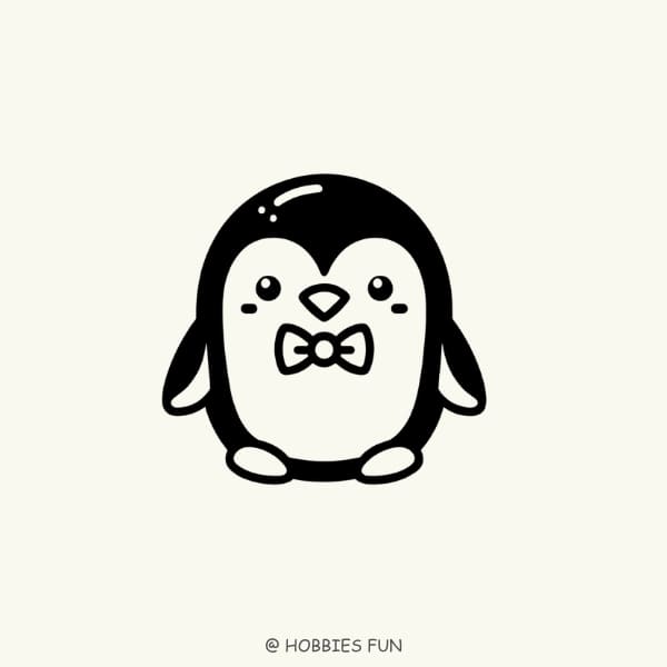 penguin easy drawing, Penguin with a Bowtie