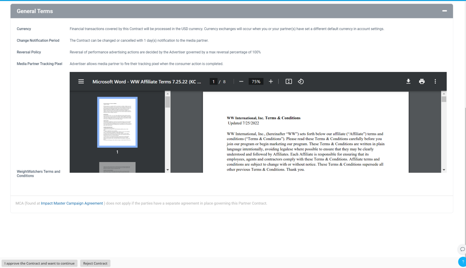 Step #8: Review the terms of the agreement.