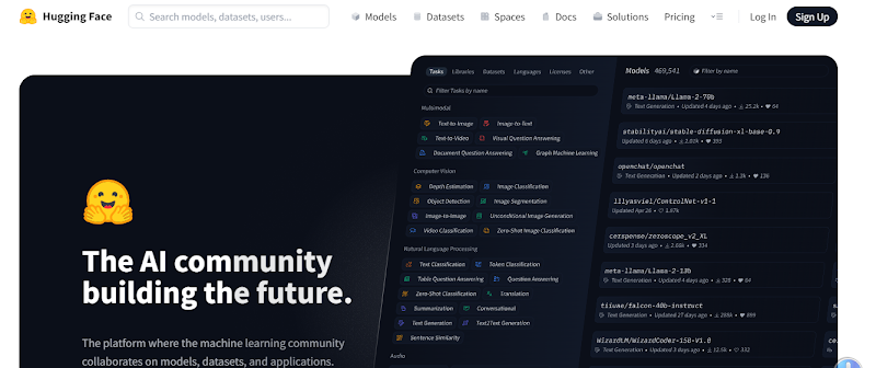 Hugging Faceのホーム画面