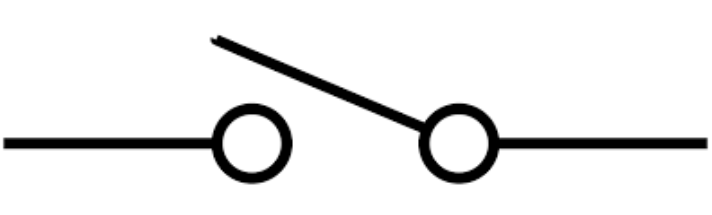 Símbolo interruptor ou chave, um dos componentes de um circuito elétrico
