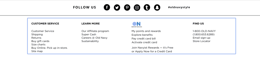 Old Navy Credit Card Login Button on Website