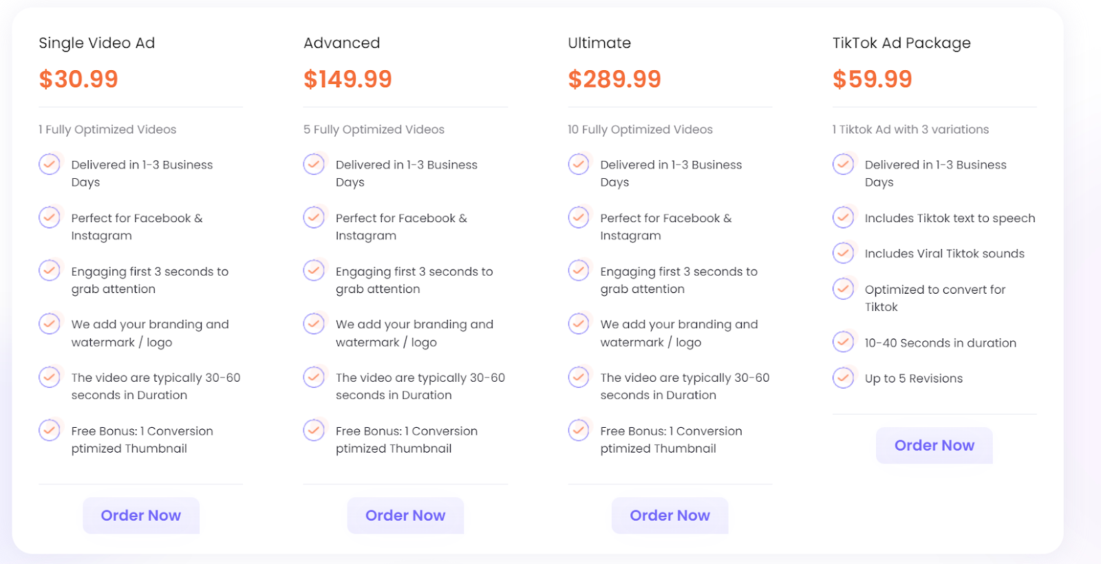 videos pricing