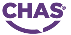 A purple and white logo Description automatically generated