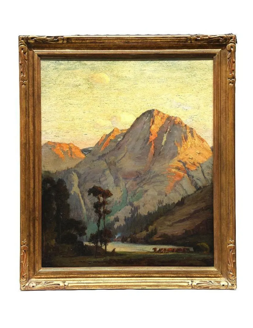 A painting of a mountainDescription automatically generated