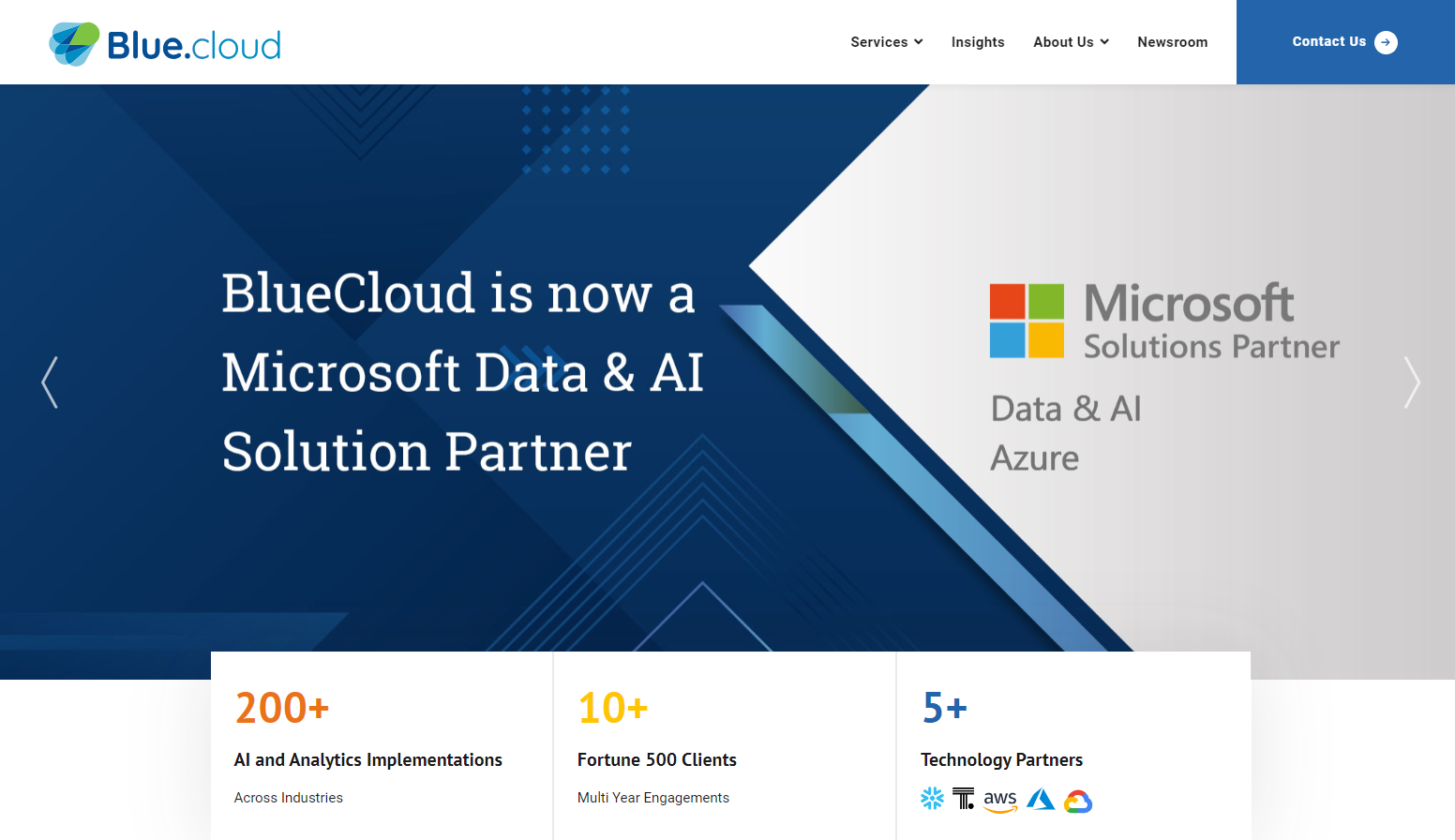 Blue.cloud website homepage