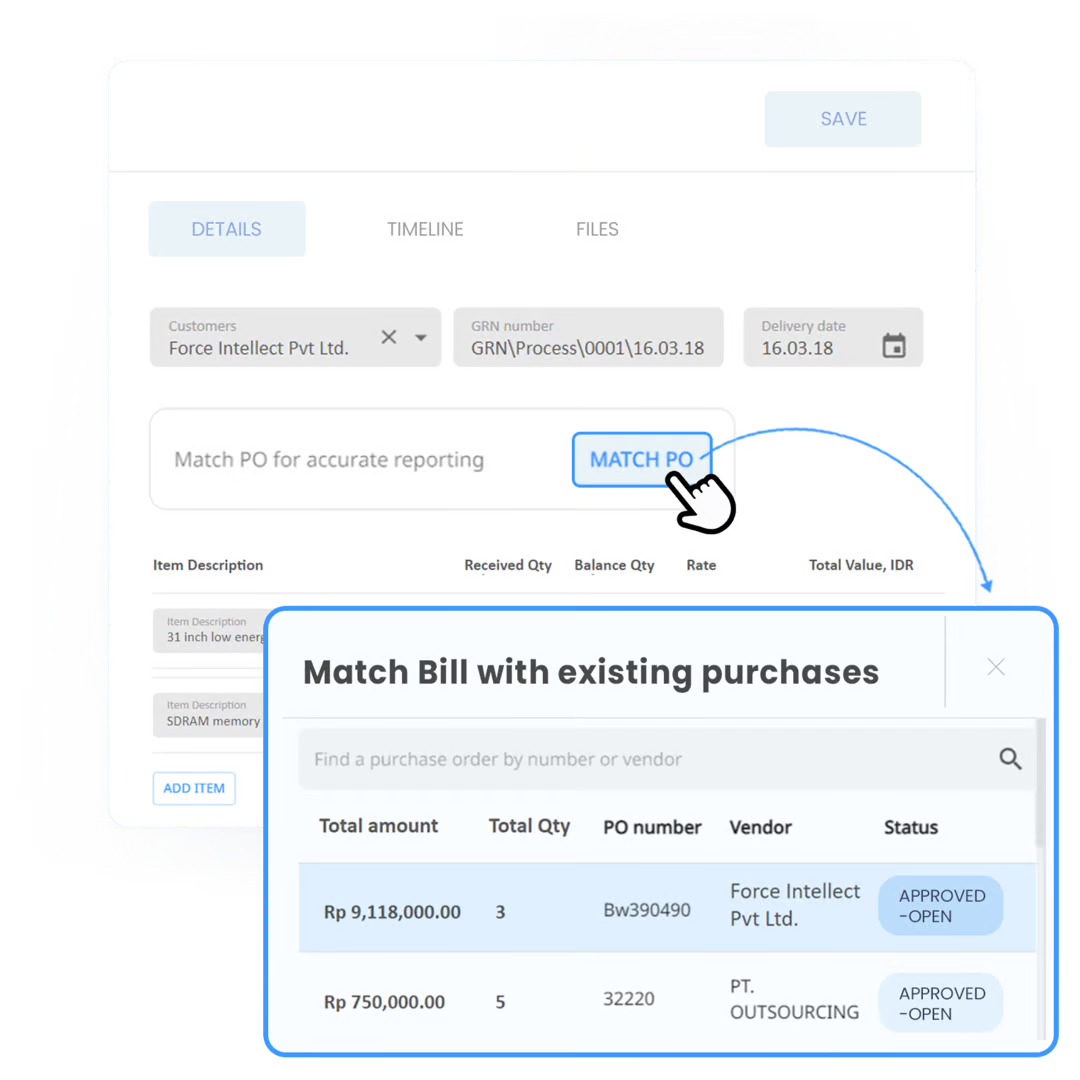 Two-way matching in accounts payable