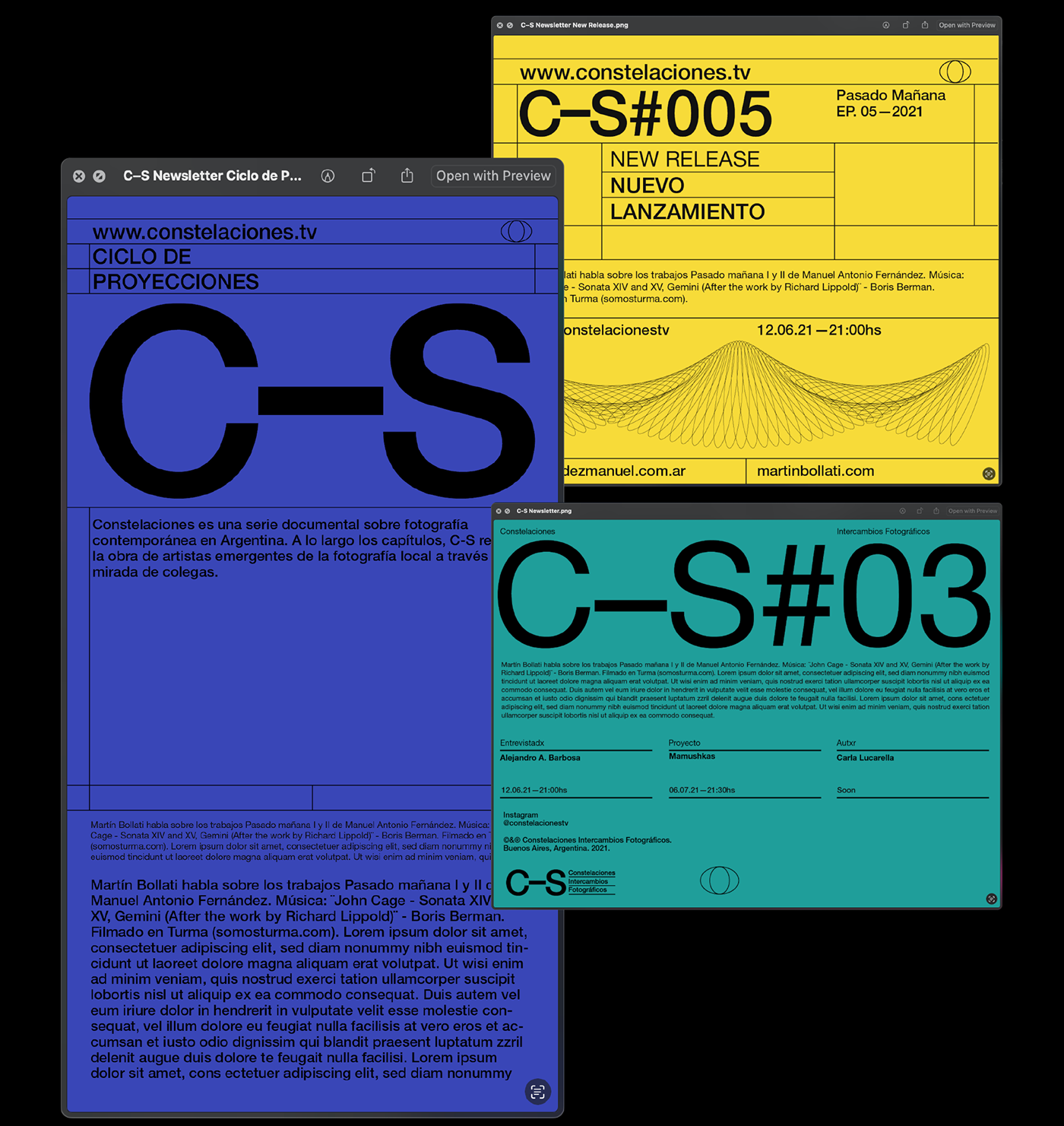 Grid system applied to newsletters.