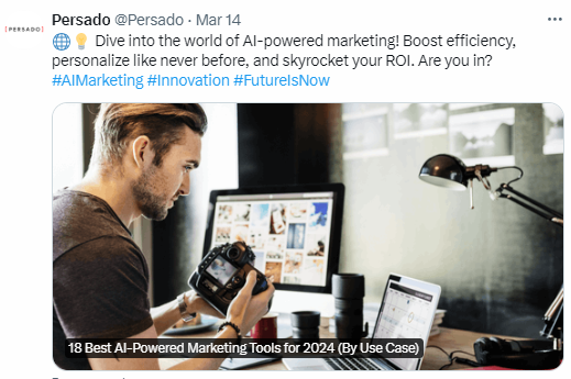 Tweet about personalization with Persado 