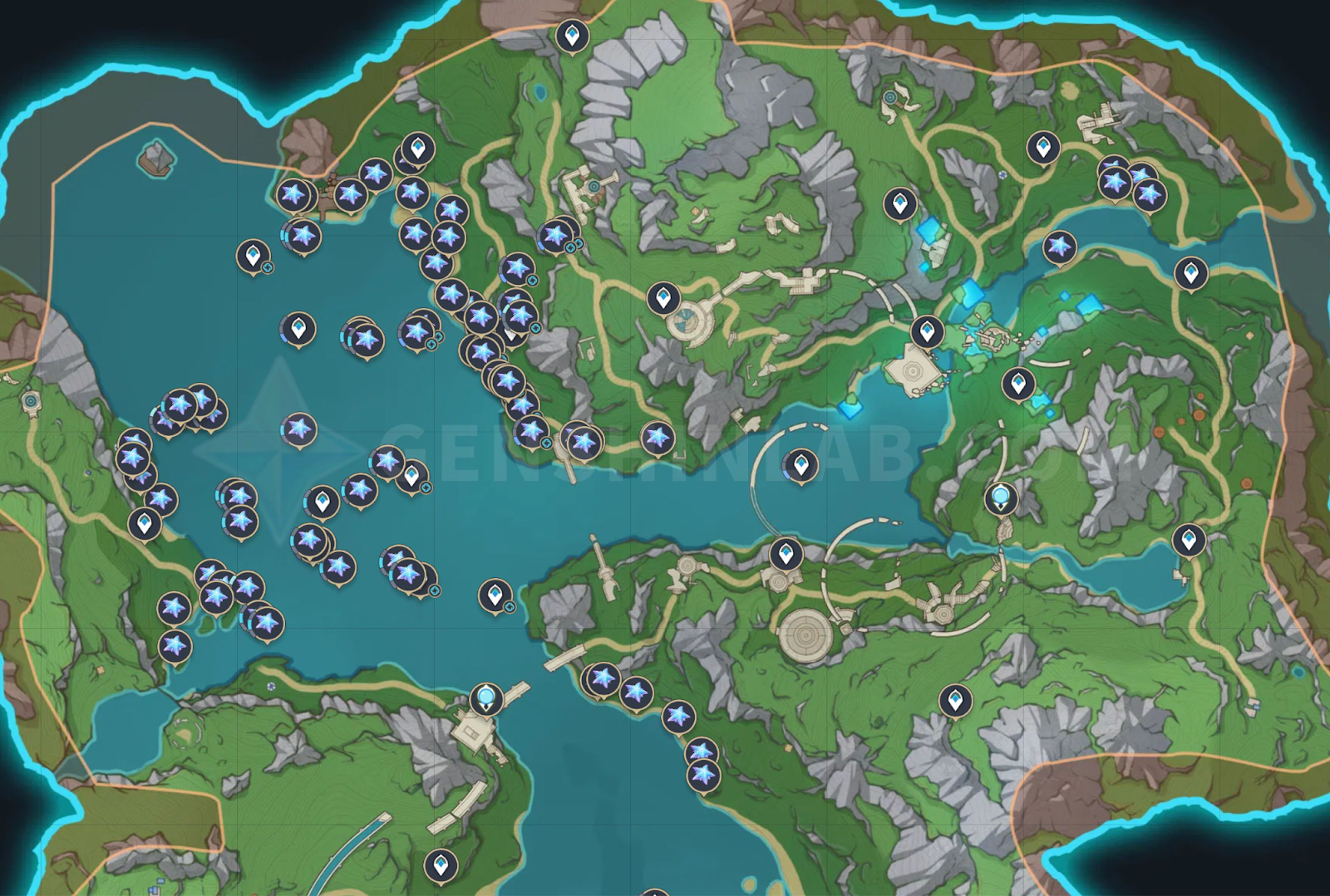 Locations in the map