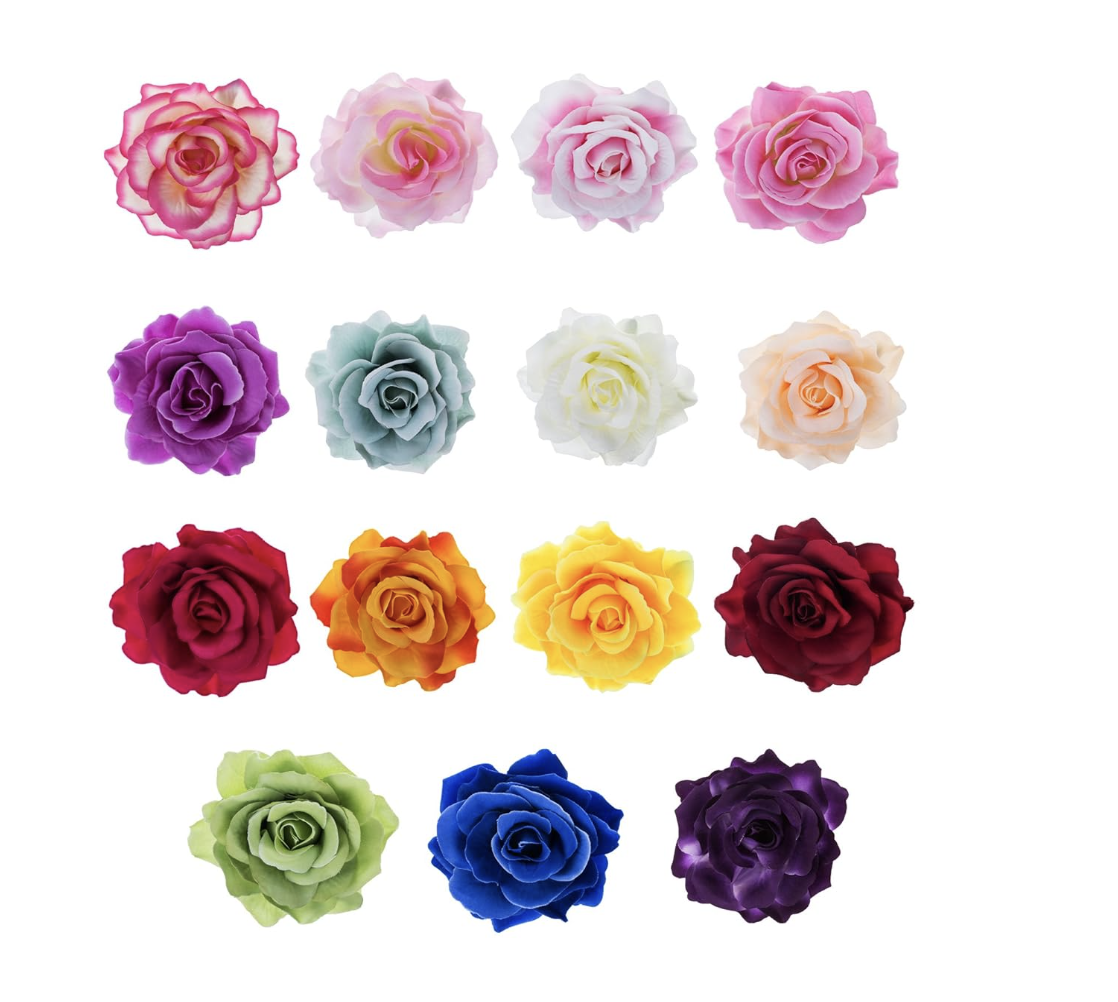 15 Pieces Flower Hair Clips Rose