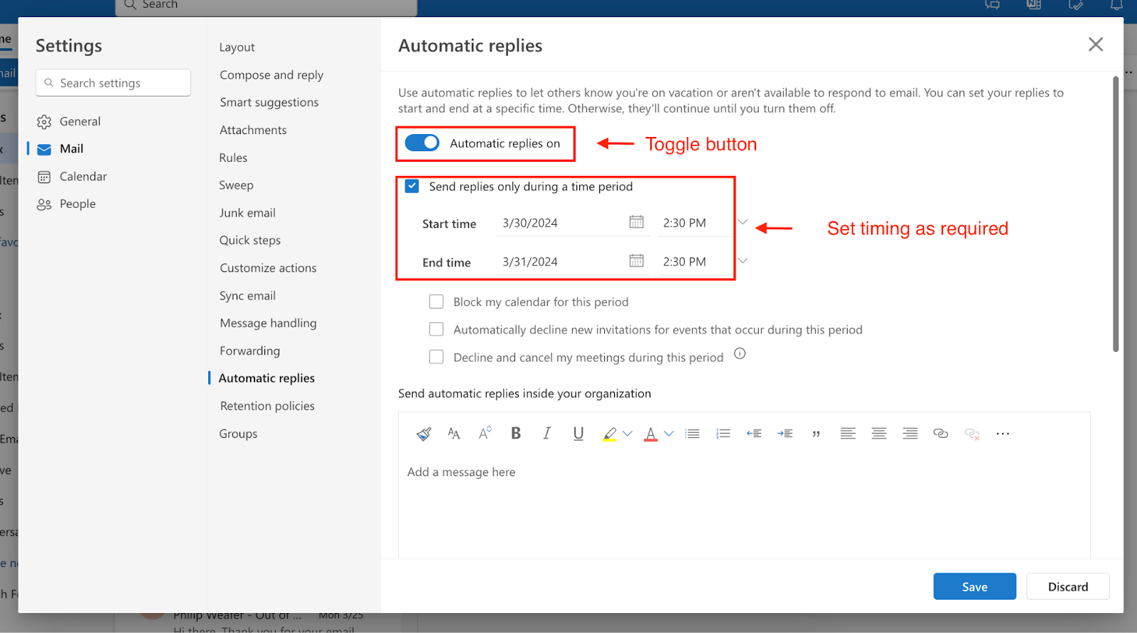 how to send automatic reply in outlook