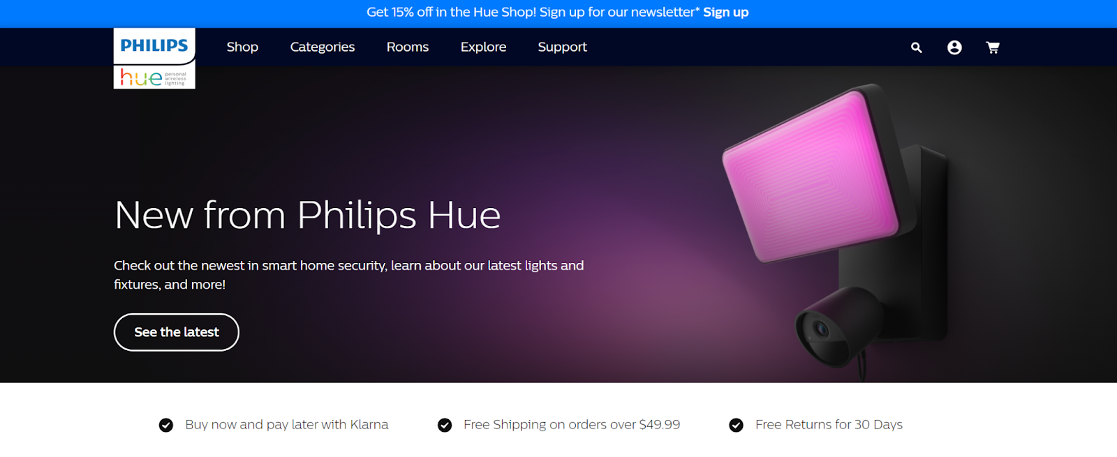 Philips Hue home page