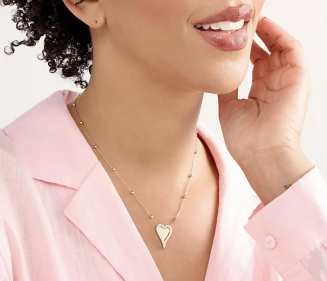 Diamonique x Jennifer Miller Pave Halo Heart Necklace exclusively available on QVC 