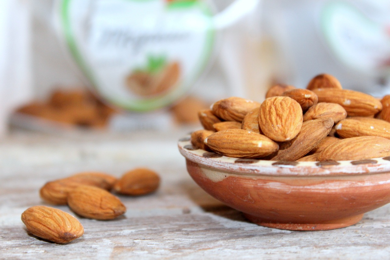 almonds in a try