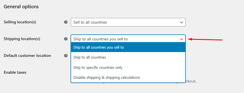 shipping locations