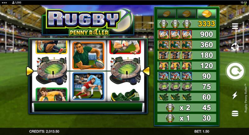 Rugby Penny Roller grid and symbols