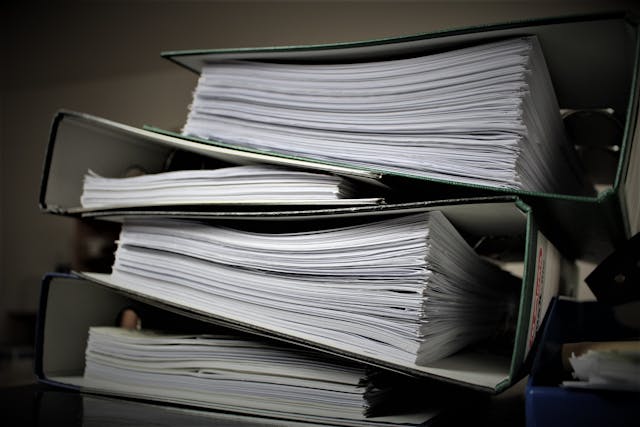 An image of files in a shelf