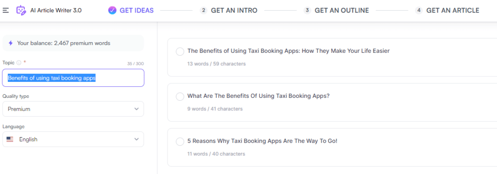 writesonic’s ai article writer - get ideas